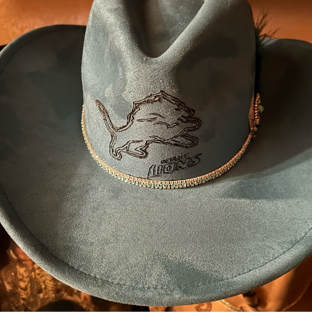 One of a kind Detroit Lions Custom Cowboy Hat!